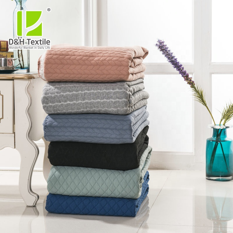 Flannel Jacquard Plaid Air Blankets For Winter Double Layer Queen Size