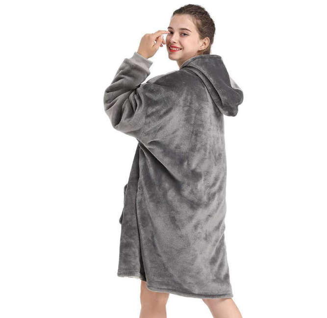 Oversized Fluffy Sherpa Fleece Hoodie Blanket Wearable Sweatshirt