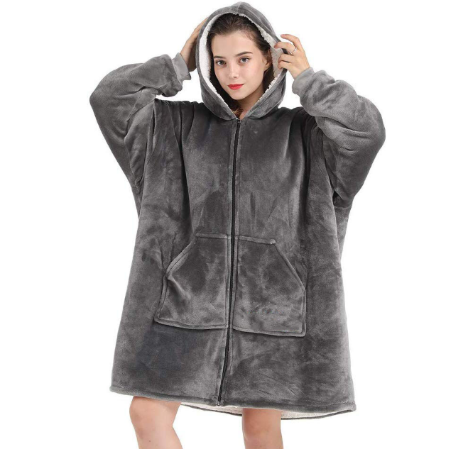 Oversized Fluffy Sherpa Fleece Hoodie Blanket Wearable Sweatshirt