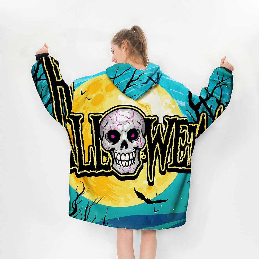 Wholesale Custom Oversize Sweatshirt Blanket Halloween Hooded Blankets