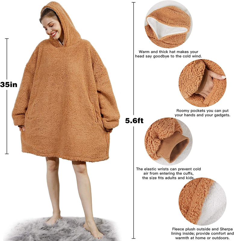 Cozy Oversized Hoodie blanket One Size Sherpa Comfortable Hoodie