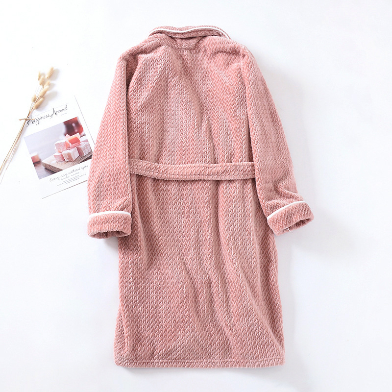 Ladies Long Plush Size Jacquard Fleece Collar Bathrobes For Promotional