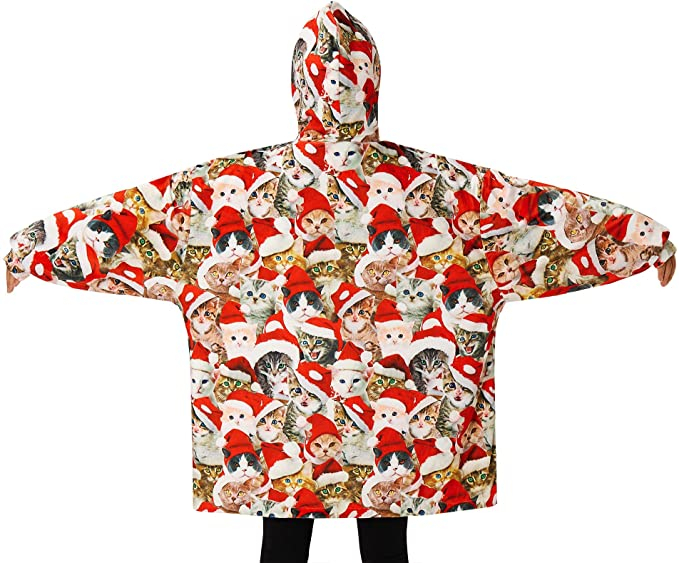 Boys And Girls Oversized Flannel Wearable Blanket Plush Giant Hooded