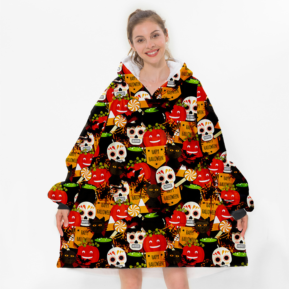 Wholesale Custom Oversize Sweatshirt Blanket Halloween Hooded Blankets